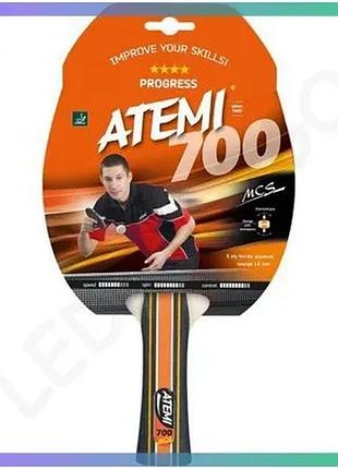 Ракетка для настольного тенниса atemi 700 4* для любителей и спортсменов 5-ти слойный шпон 1,8 мм sku_a700pl