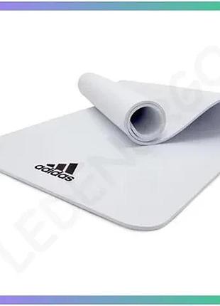 Коврик для йоги adidas yoga mat белый 176 х 61 х 0,8 см для пилатеса и фитнеса не скользящий sku_adyg-10100wh