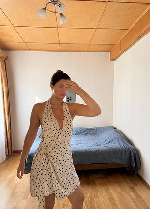 Сукня zara в горошок з відкритою спиною s/xs
