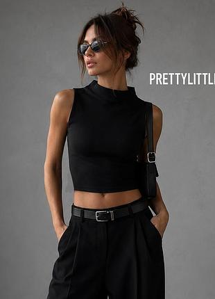 Новый черный базовый двухслойный топ prettylittlething xs-s