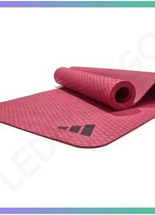 Килимок для йоги adidas yoga mat бордовый 176 х 61 х 0,4 см для занятий спортом и фитнесом sku_adyg-10001cb