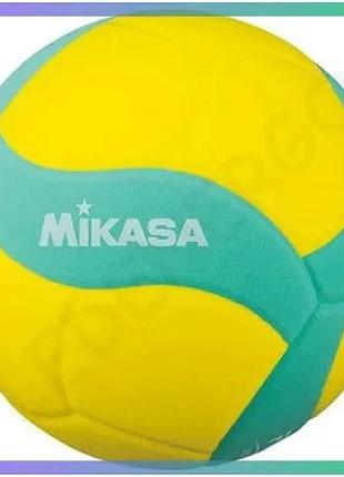 Волейбольный мяч mikasa vs220w желто-зеленый для детей 5 панелей легкий синтетическая кожа sku_vs220w-y-g