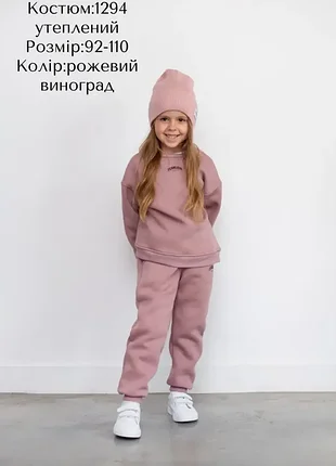 Фліс. дитячий спортивний костюм утеплений для дівчат.92-110