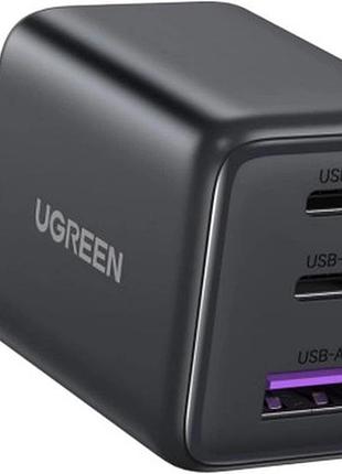 Зарядний пристрій ugreen x515 gan 30w fast charger (3-портовий, usb-c x2 + usb-a) (55536)
