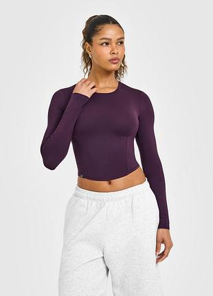 Стильний якісний лонгслів середньої довжини ( укорочений) oner active mellow soft long sleeve top колір blackberry purple, оригінал