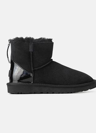 Чорні жіночі уггі ugg mini zip black lacquer х угг міні 36