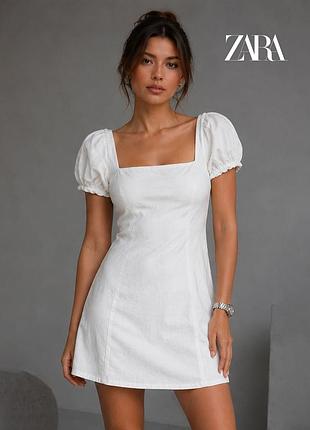 Новое белое платье с завязками на спине zara s-m