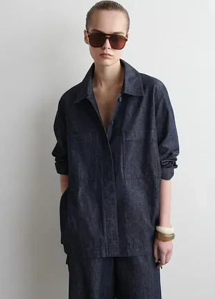 Сорочка джинсова жіноча cos tie-side denim overshirt / 36