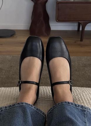 Балетки мері джейн (mary jane) primark чорні 36р шкірзам (взуття, туфлі, лофери, мокасини)
