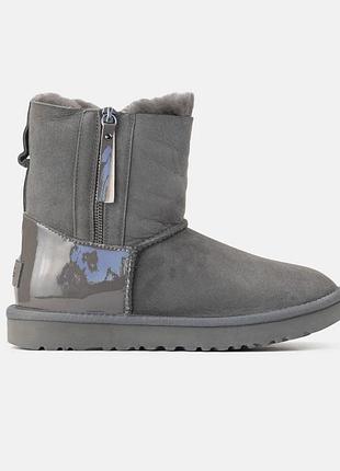 Сірі жіночі уггі ugg short zip grey lacquer х угг шорт 36