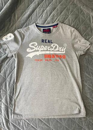 Человая футболка superdry vintage | серая, l, оригинал
