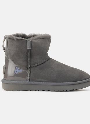 Сірі жіночі уггі ugg mini zip grey lacquer х угг міні 36