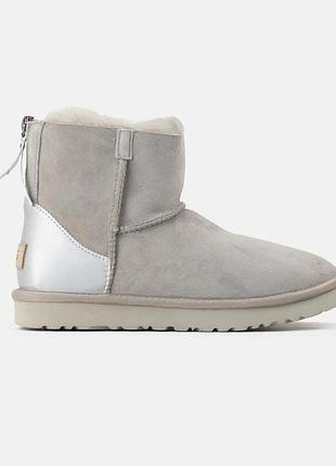 Сірі жіночі уггі ugg mini zip grey х угг міні 36