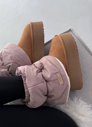 Жіночі бежеві черевики ugg mini dipper puffer chestnut х діппер 36