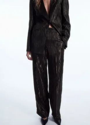 Брюки женские cos regular zebra-jacquard straight-leg pants / 34,36