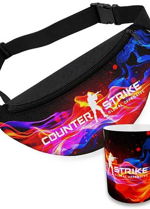 Детский набор counter-strike сумка-бананка + керамическая кружка с принтом (5582)