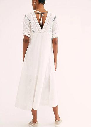 Free people платье-миди daybreak с вышивкой и кружевом р.м
