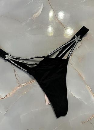 Трусики стрінги люкс серії victoria’s secret зі стразами swarovski оригінал хс с м