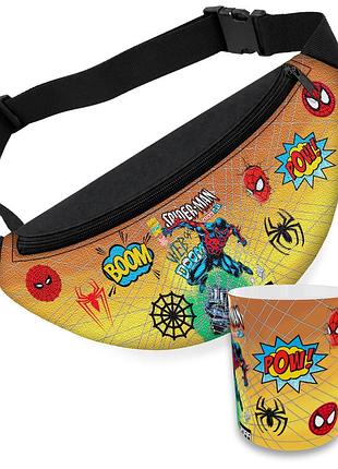 Детский набор spider-man сумка-бананка + керамическая кружка с принтом (5589)