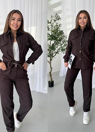 Стильний жіночий костюм, сорочка та штани - банани мікровельвет