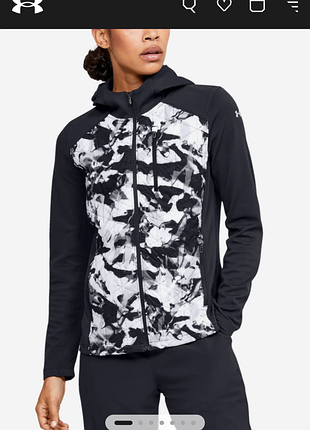 Кофта ua coldgear reactor hybrid lite print, size s(по факту на м/l), состояние отличное, плечи 42 подмышки 47 длина 64 по низу 52, тянется