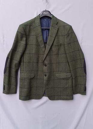 Твидовый пиджак блейзер modehaus fischer мужской 50/52 robert noble tweed зеленый 100% шерсть.