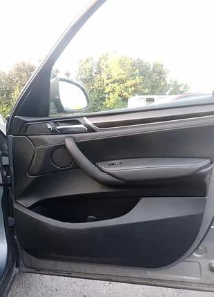 Обшивка дверей карта передня права шкіра чорна (гола) bmw x3 f25 11-17 бмв ф25 51417394528, 7394528