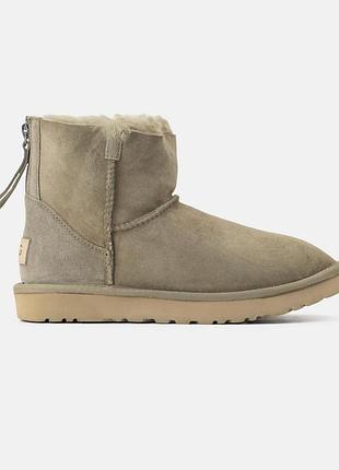 Бежеві жіночі уггі ugg mini beige zip х угг міні 36