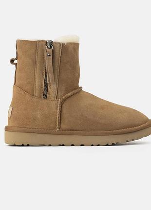 Бежеві жіночі уггі ugg mini beige zip х угг міні 36