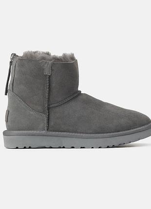Сірі жіночі уггі ugg mini zip grey х угг міні 36