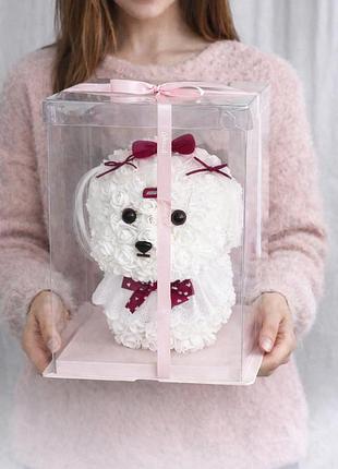 Искусственная фигурка из 3d роз 24х24х30 см в прозрачной коробке / декоративная игрушка для подарка