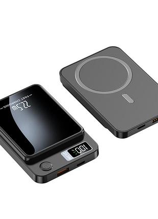 Магнитный повербанк 10000mah с magsafe быстрой зарядкой 22.5w и led-дисплеем / беспроводной портативный аккумулятор для телефона