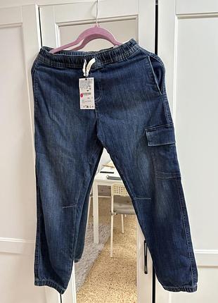 Сині джинси-джогери в стилі карго від zara мають еластичний пояс із регульованим шнурком