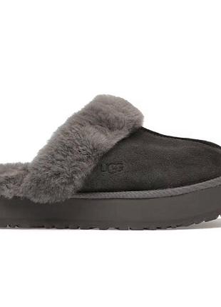 Жіночі сірі черевики ugg disquette slipper platform charcoal grey х діскет 36