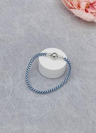 🔥серебряный браслет pandora синее плетение