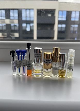 Zoologist dragonfly, essential parfums bois imperial, meo fusciuni narcotico l’oblio, genyum painter, liquides imaginaries tellus, l`artisan parfumeur