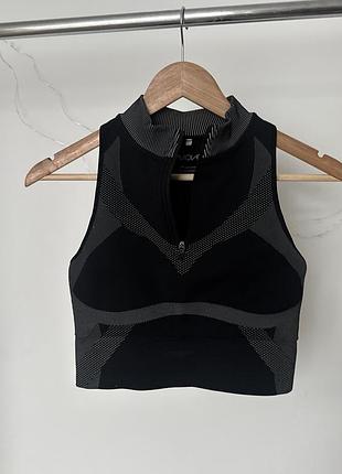 Спортивний безшовний топ h&m move чорний на блискавці