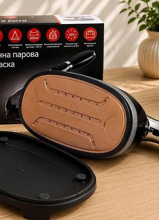 Ручна парова праска 2 в 1 з керамічним покриттям 300 мл складна ручка чорна / вертикальний відпарювач для одягу