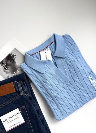 Стильні жіночі кофти - поло в косу з коротким рукавом від tommy hilfiger оригінал поточна колекція преміум лінійка