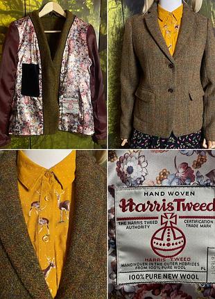 Harris tweed вінтажний твідовий вовняний жакет піджак блейзер з вовни
