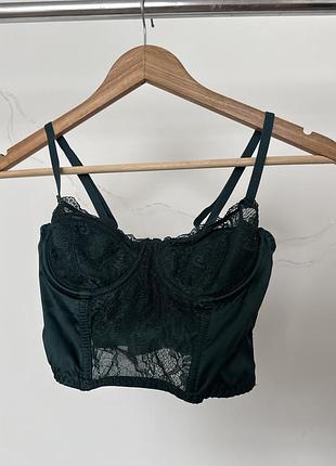 Корсетний топ primark із мереживом, смарагдовий, 75b (34b)