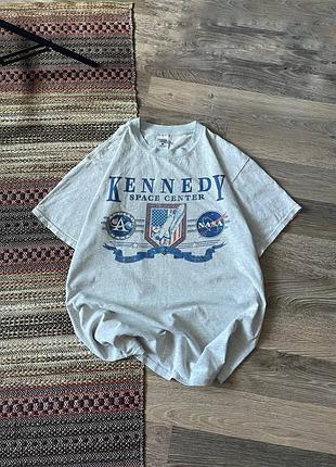 Vintage 00s футболка big logo kennedy nasa space center y2k tee t-shirt
