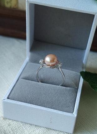 Изысканное серебряное кольцо с нат. жемчужиной