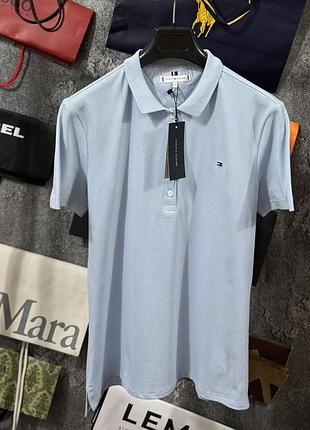 Футболка жіноча поло tommy hilfiger блакитний білий s m xl