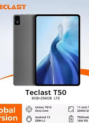 Планшет teclast t50 11'' unisoc t616, 2k 8/256gb, 4g lte, 7500ma, 18w