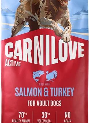 Сухой корм carnilove active salmon &amp; turkey для взрослых собак всех пород. карнилав лосось индейка