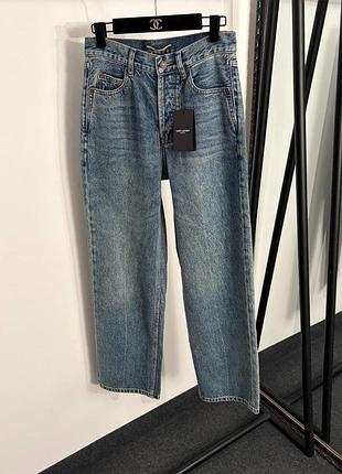 Джинси штани жіночі yves saint lauren ysl базові блакитні прямого крою