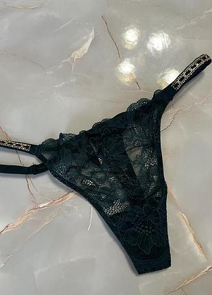 Трусики стрінги люкс серії victoria’s secret з камінням swarovski розмір м
