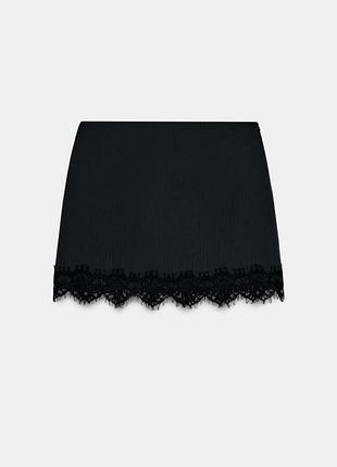 Мереживна атласна спідниця-шорти zara