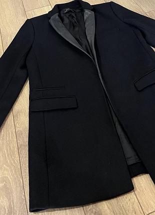 Пальто чорне, демісезонне, zara, розмір xs
